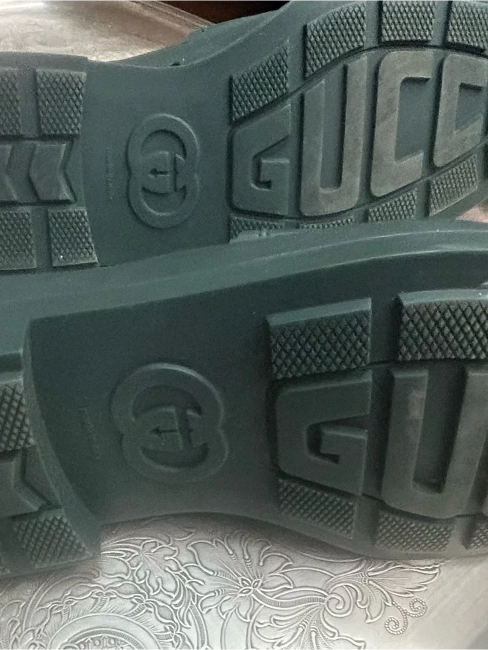 Gucci Green Rubber Horse-Bit Loafers